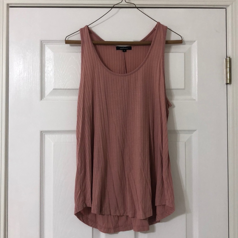 Loose Pink Ribbed Tank